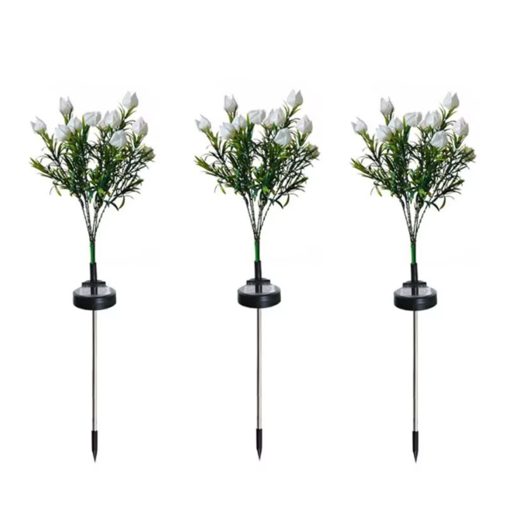 LED Solar Blumen Gartenleuchten Set Gartenlampe für Außen outdoor Solarleuchte