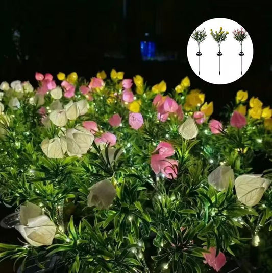 LED Solar Blumen Gartenleuchten Set Gartenlampe für Außen outdoor Solarleuchte