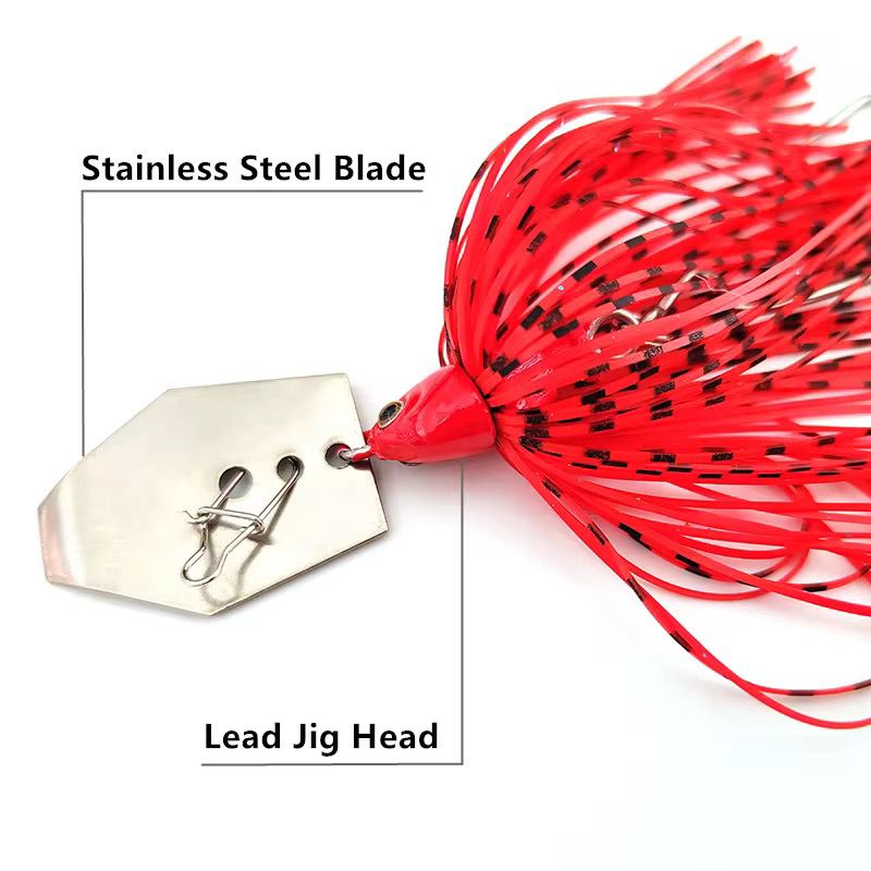Chatterbait 12 g Bladed Jig Spinnerbait Angelköder mit Offsethaken & Gummi skirt