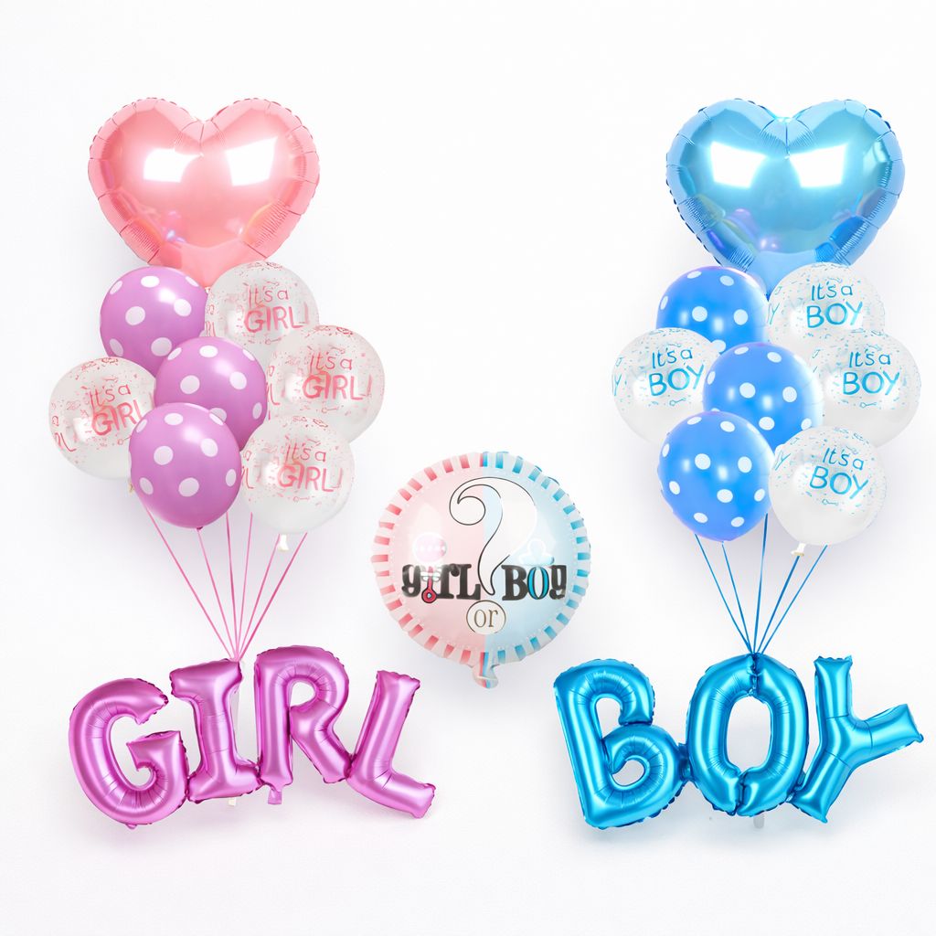 Gender Reveal Baby Party It´s a Girl or Boy Deko Set Junge Mädchen Luft Ballons