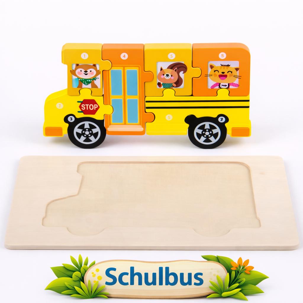 Holz Puzzle Set Kinder Lernspielzeug Fahrzeug Steckpuzzle Montessori