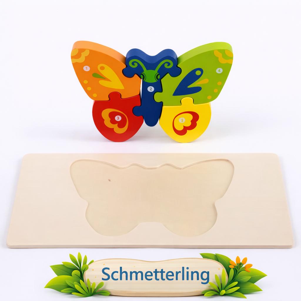 Holz Puzzle Set Kinder Lernspielzeug Schmetterling Eule Bär Steckpuzzle