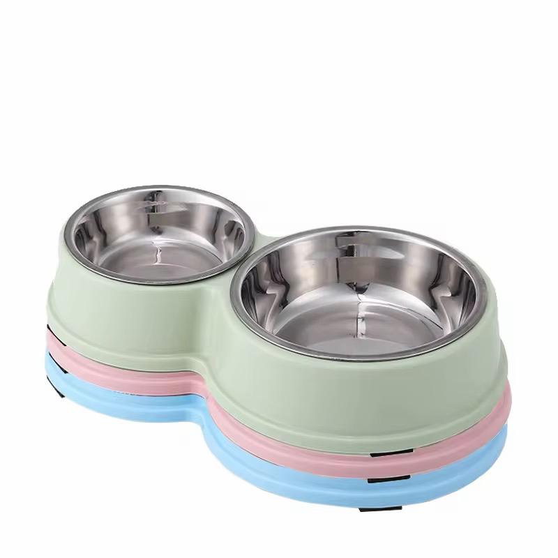 Doppel Futternapf aus Edelstahl Anti Slip Futter / Wasser Napf für Hund & Katze
