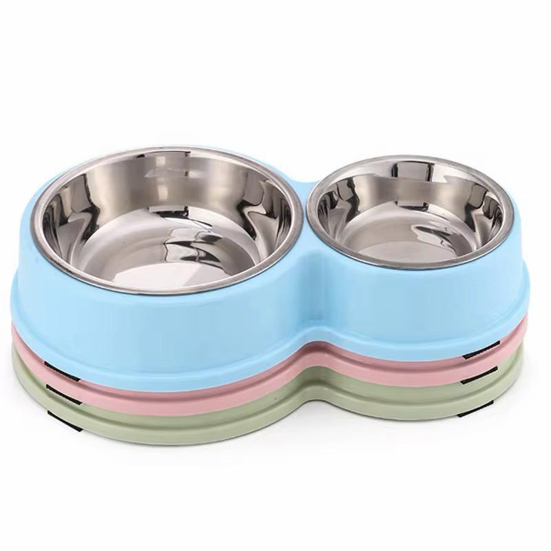 Doppel Futternapf aus Edelstahl Anti Slip Futter / Wasser Napf für Hund & Katze