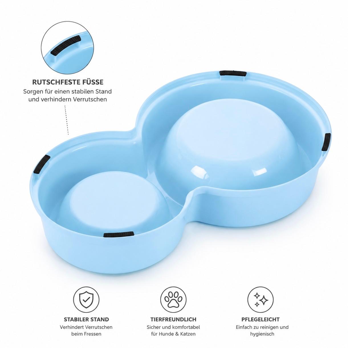 Doppel Futternapf aus Edelstahl Anti Slip Futter / Wasser Napf für Hund & Katze