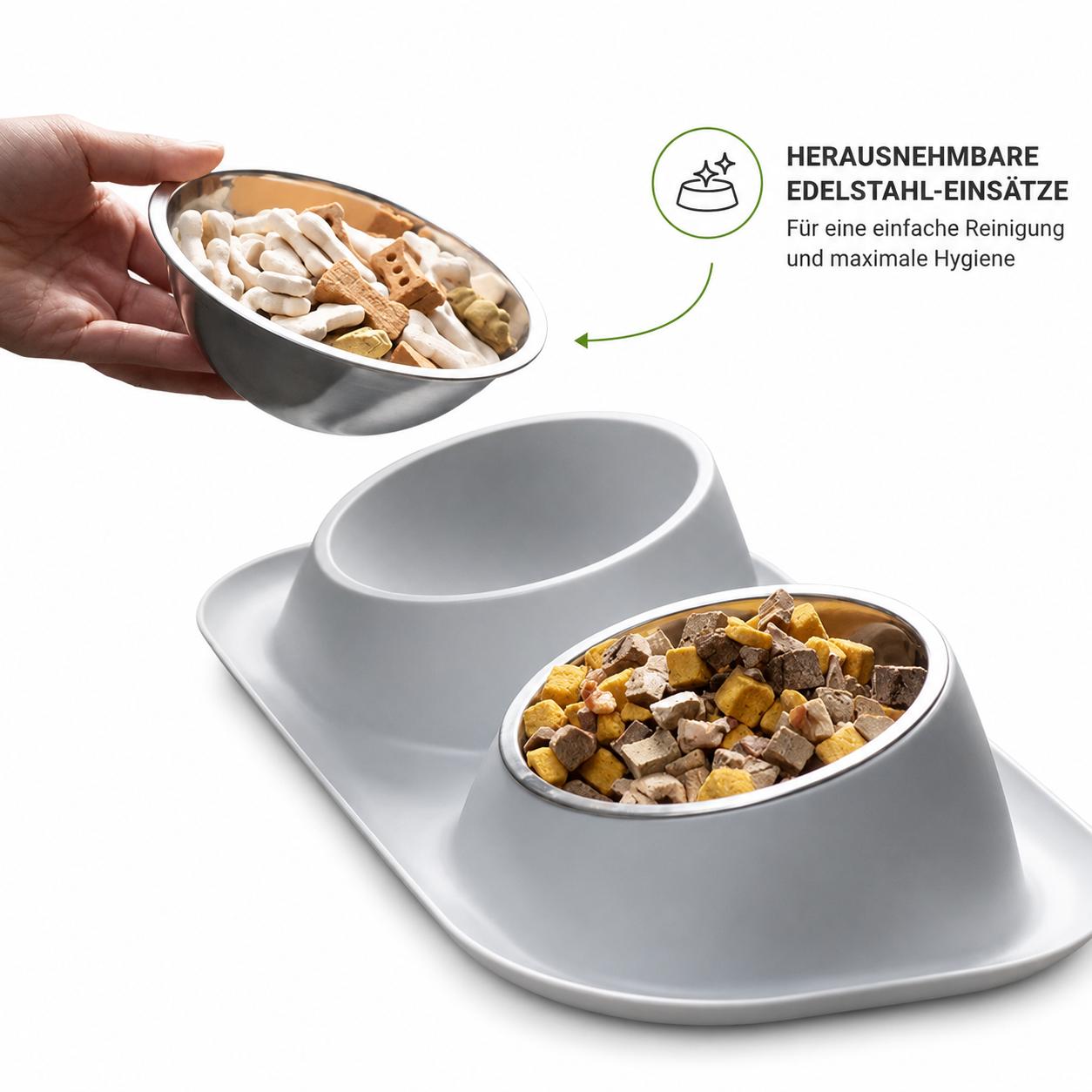 Edelstahl Napf - Doppel Futternapf Wassernapf Fressnapf für Hunde & Katzen