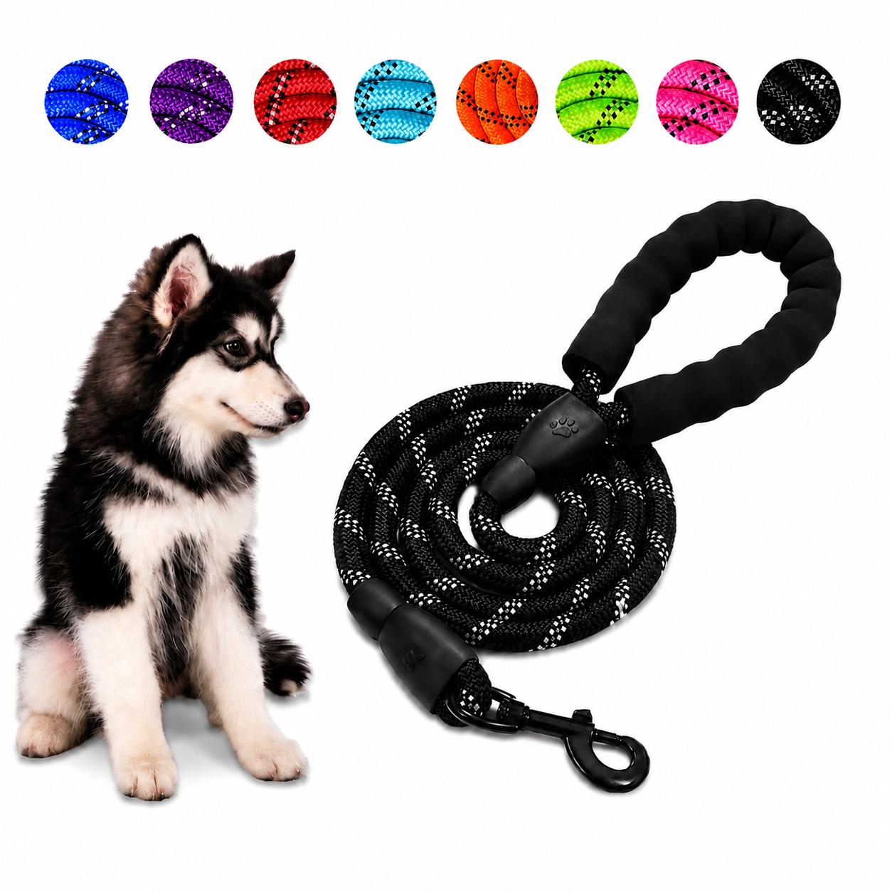 Hundeleine 2m Reflektierende Seilleine Softgriff & Karabiner Robuste Hunde Leine
