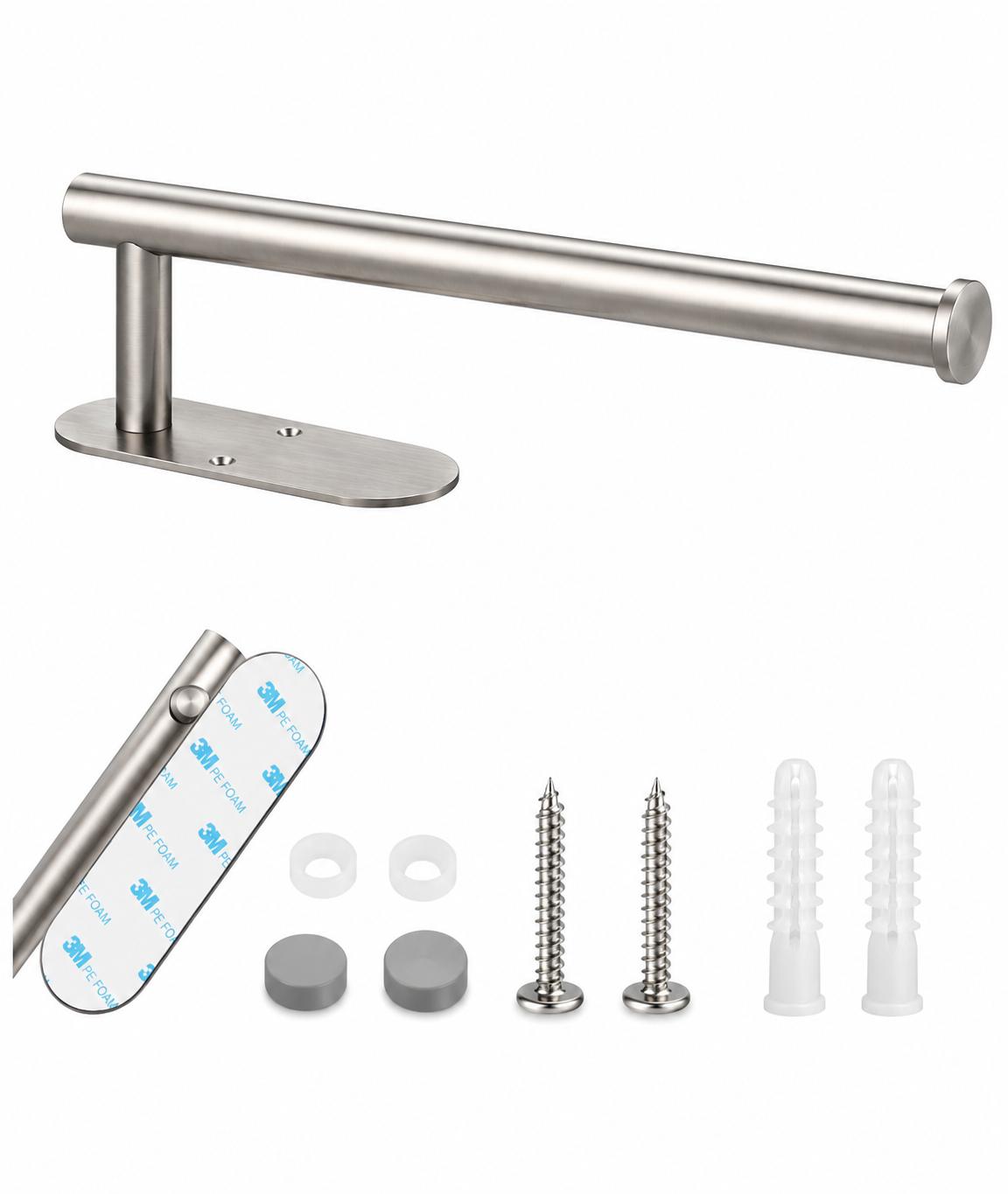 Küchenrollenhalter Silber Edelstahl zum Kleben oder Bohren Handtuch Wand Halter