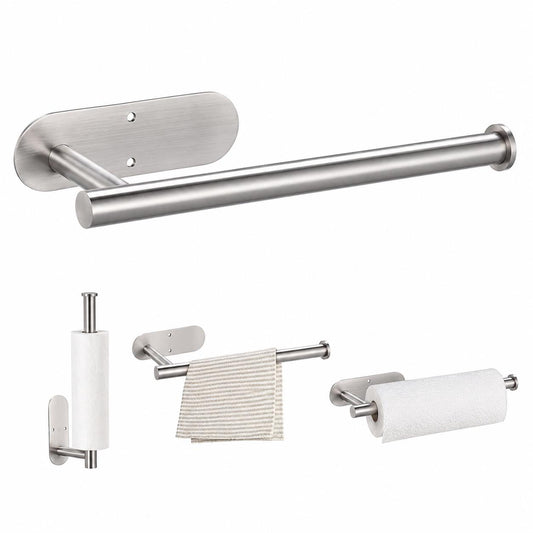 Küchenrollenhalter Silber Edelstahl zum Kleben oder Bohren Handtuch Wand Halter