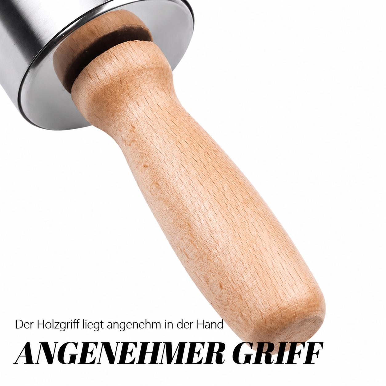Nudelholz Edelstahl Set Teigroller mit Holzgriff Pizza Pasta & co Teig