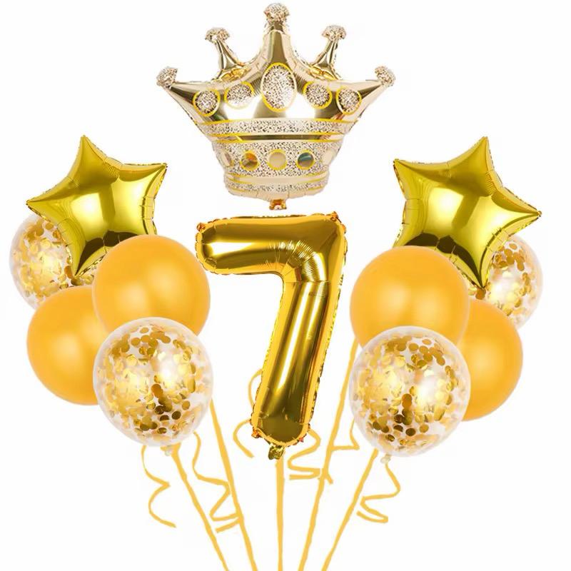 Geburtstags Luftballon Set Zahl 0-9 Krone Sterne Ballons Kinder Geburtstag Deko