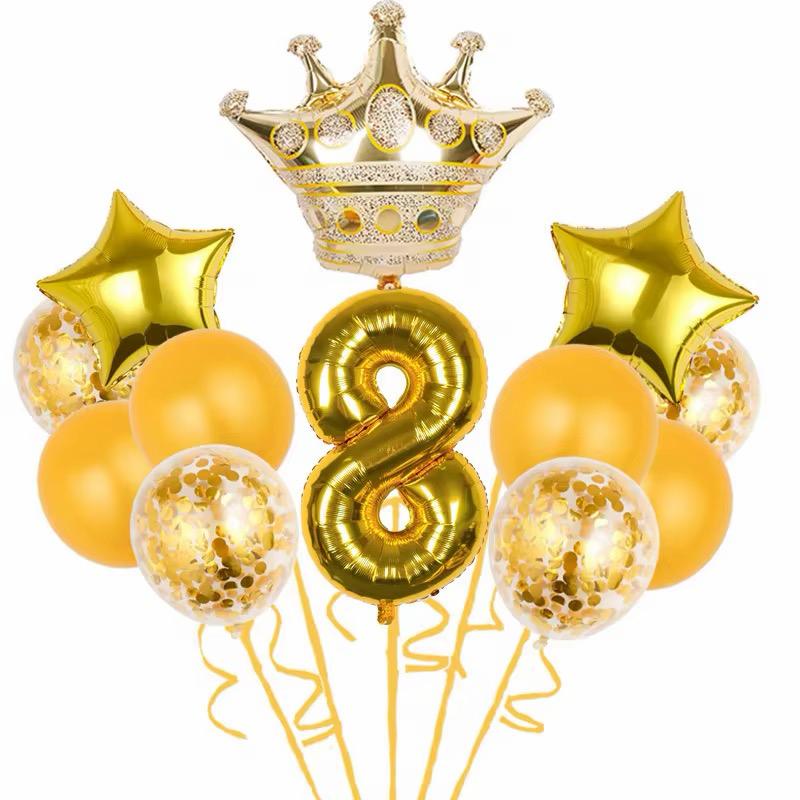 Geburtstags Luftballon Set Zahl 0-9 Krone Sterne Ballons Kinder Geburtstag Deko