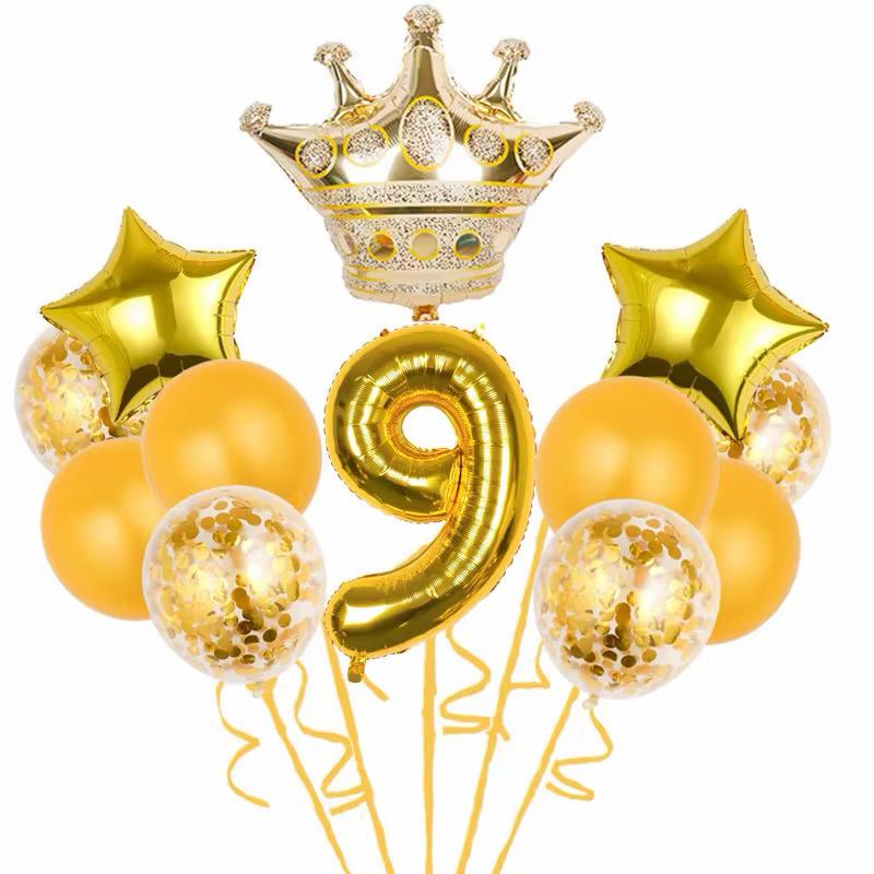 Geburtstags Luftballon Set Zahl 0-9 Krone Sterne Ballons Kinder Geburtstag Deko