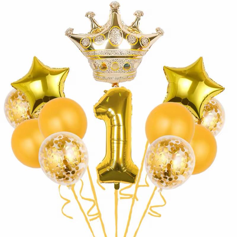 Geburtstags Luftballon Set Zahl 0-9 Krone Sterne Ballons Kinder Geburtstag Deko