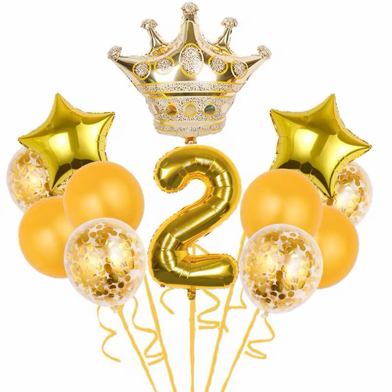 Geburtstags Luftballon Set Zahl 0-9 Krone Sterne Ballons Kinder Geburtstag Deko