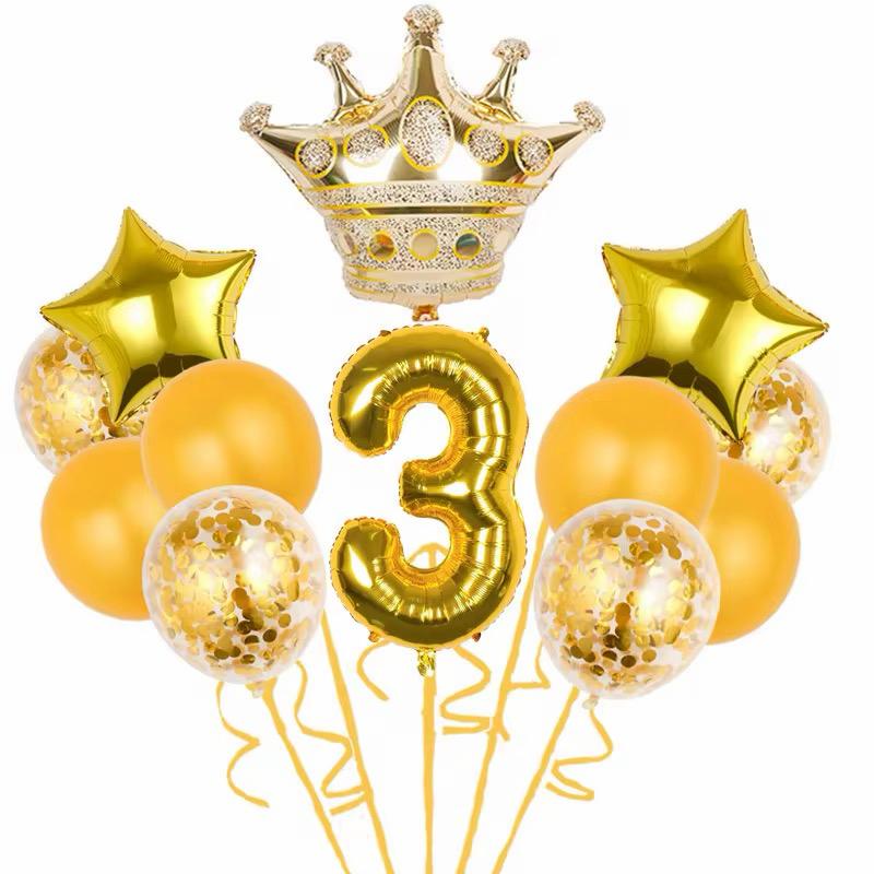 Geburtstags Luftballon Set Zahl 0-9 Krone Sterne Ballons Kinder Geburtstag Deko