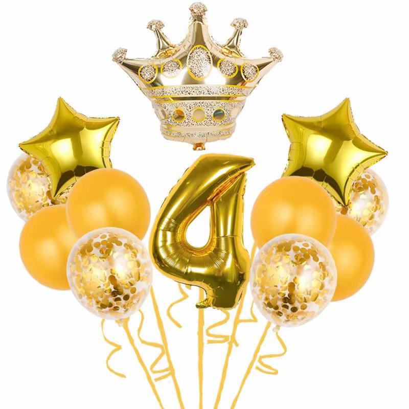 Geburtstags Luftballon Set Zahl 0-9 Krone Sterne Ballons Kinder Geburtstag Deko