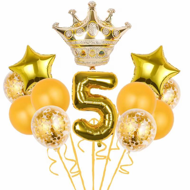 Geburtstags Luftballon Set Zahl 0-9 Krone Sterne Ballons Kinder Geburtstag Deko