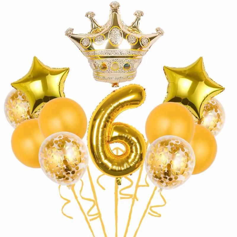 Geburtstags Luftballon Set Zahl 0-9 Krone Sterne Ballons Kinder Geburtstag Deko