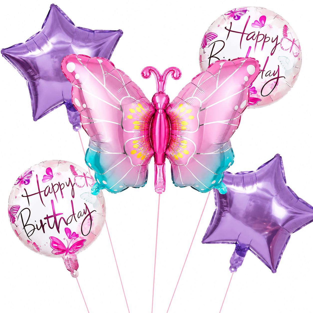 Schmetterling Folienballon Set Happy Birthday Kinder Geburtstag Deko Luft&Helium