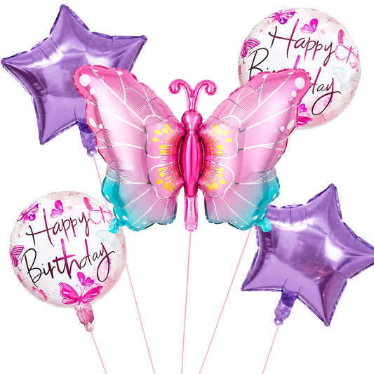 Schmetterling Folienballon Set Happy Birthday Kinder Geburtstag Deko Luft&Helium