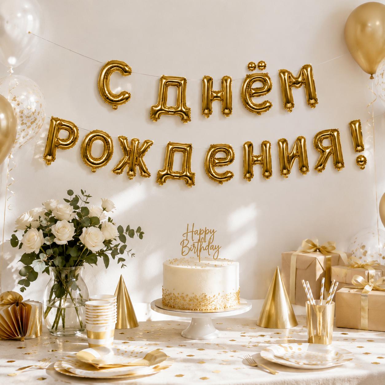 Geburtstag Folienballon Set Russische Party Deko Girlande С ДНЁМ РОЖДЕНИЯ