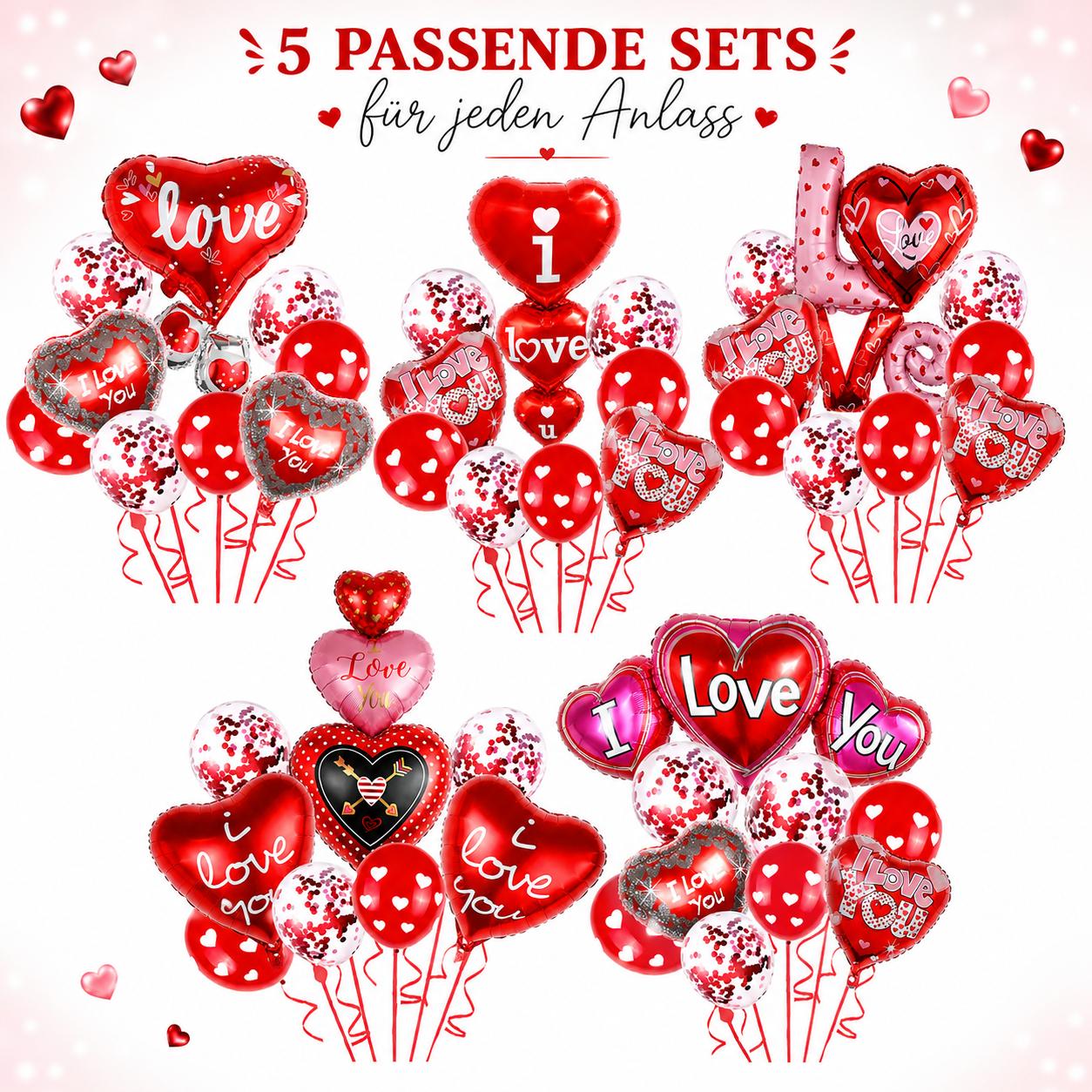Valentinstag Luftballon Set Herz Ballons Deko Liebe I Love You Heliumgeeignet
