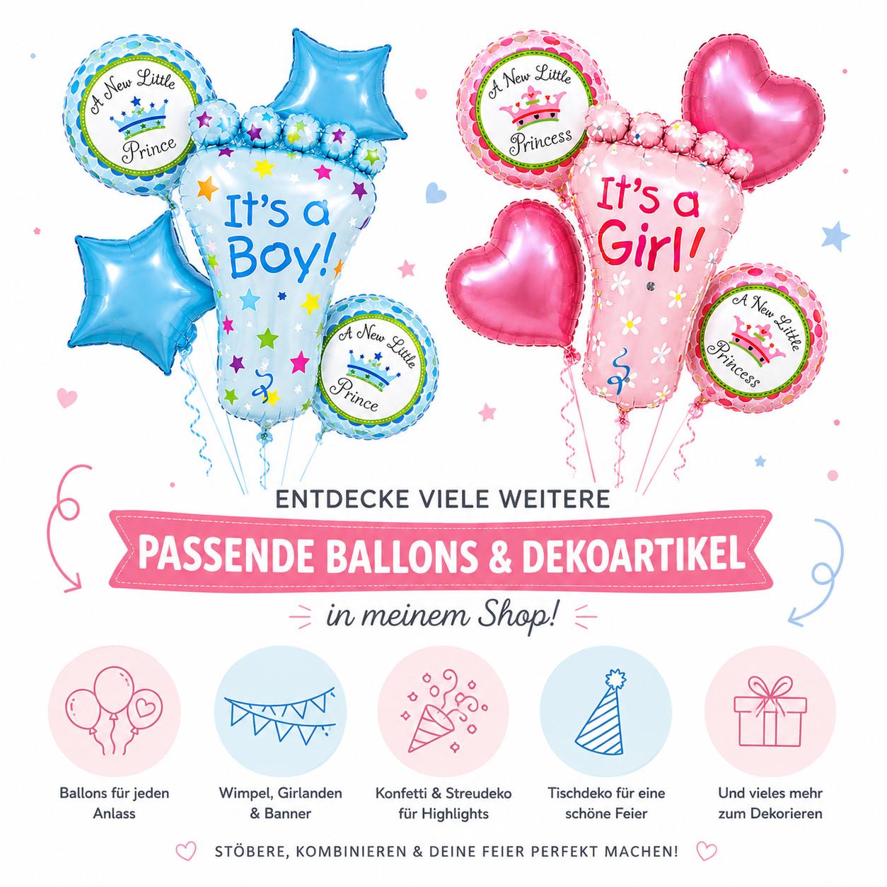 Gender Reveal Party Ballons Junge Mädchen Baby Shower Girl or Boy Folienballons