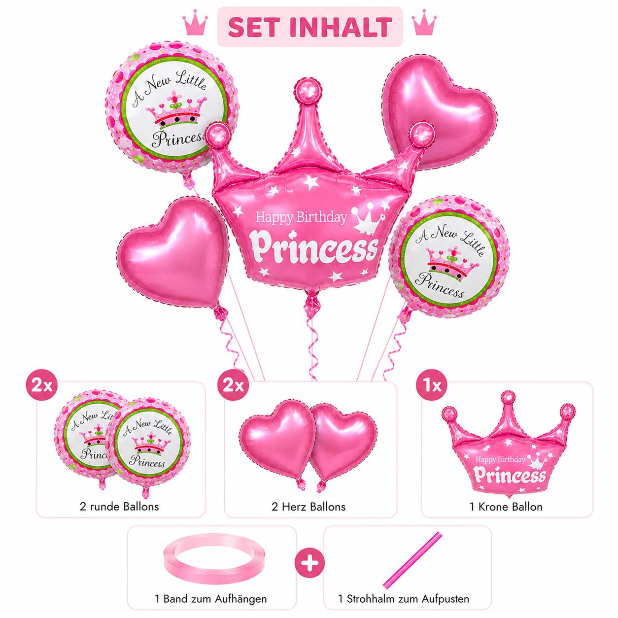 Prinz Prinzessin Party Ballons Prince Princess Folienballons Girl or Boy Set