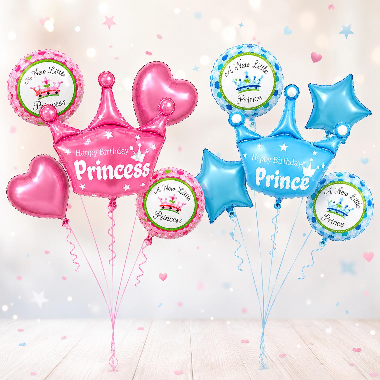 Prinz Prinzessin Party Ballons Prince Princess Folienballons Girl or Boy Set
