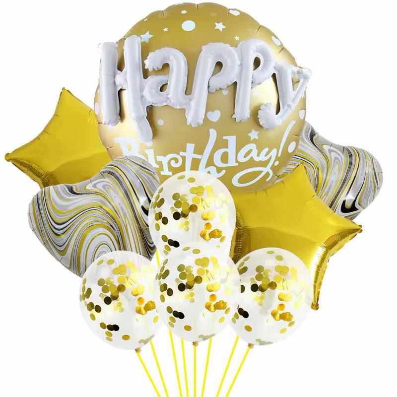 3-D Happy Birthday Luftballon Set Geburtstag Deko Folienballon & Konfetti Ballon