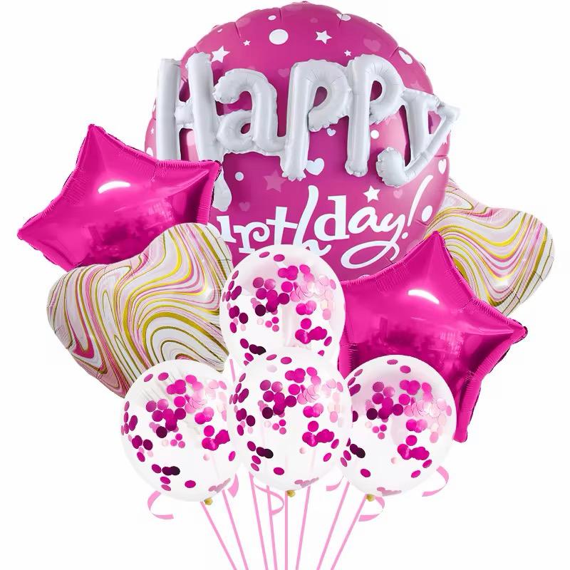 3-D Happy Birthday Luftballon Set Geburtstag Deko Folienballon & Konfetti Ballon