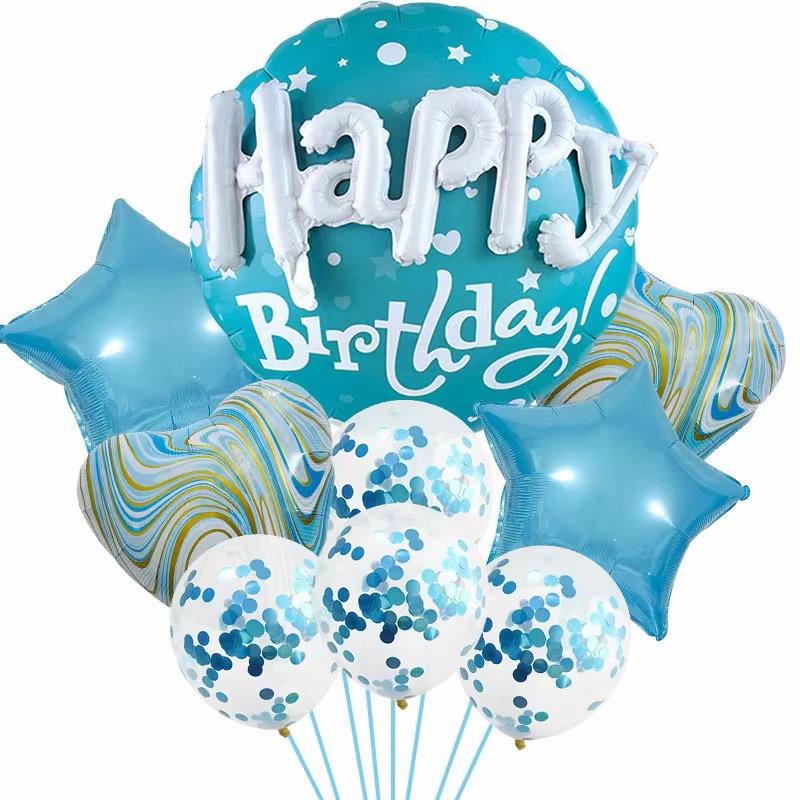 3-D Happy Birthday Luftballon Set Geburtstag Deko Folienballon & Konfetti Ballon