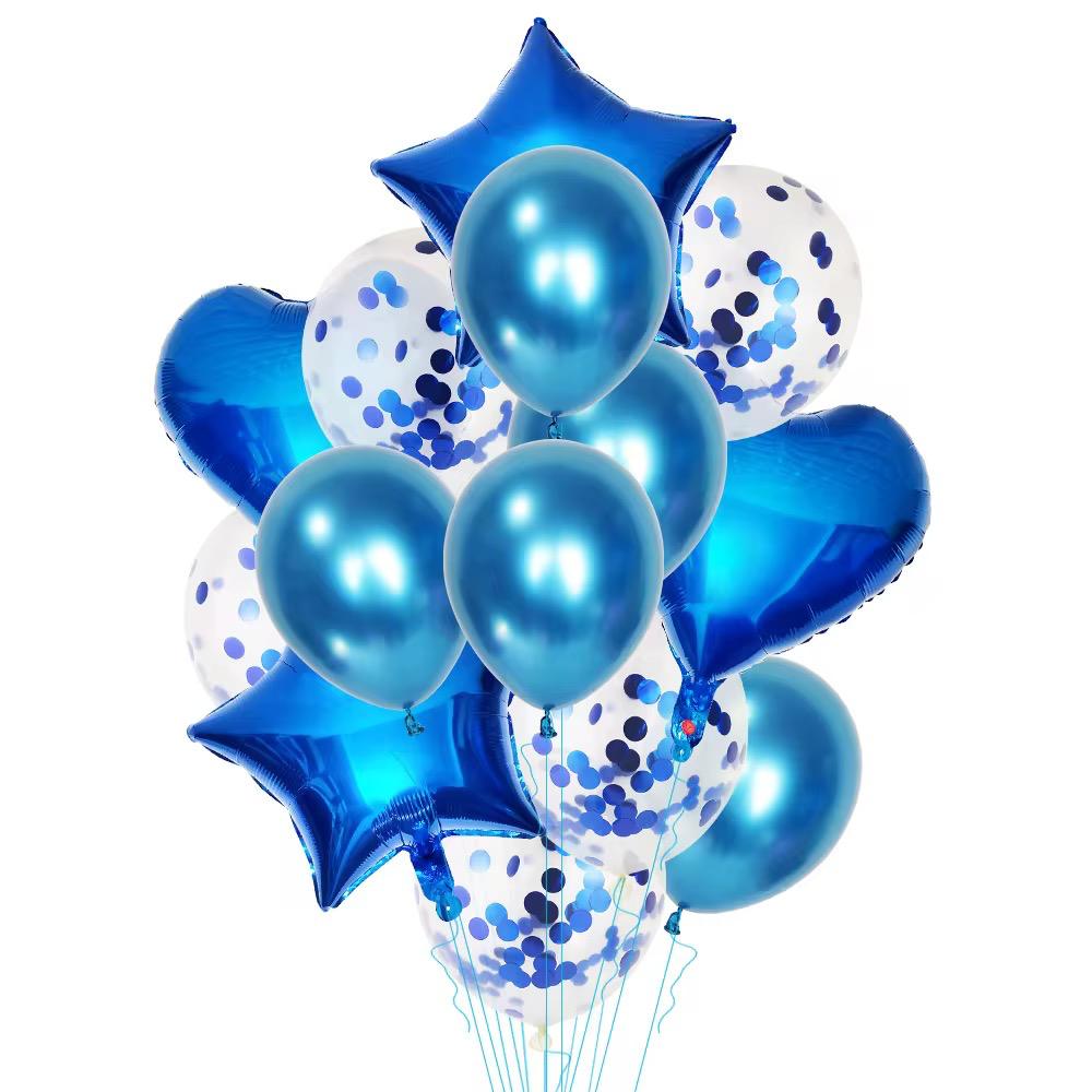Party Ballon Set 14 Teilig Herz & Sternballons Konfetti Geburtstag Luftballons