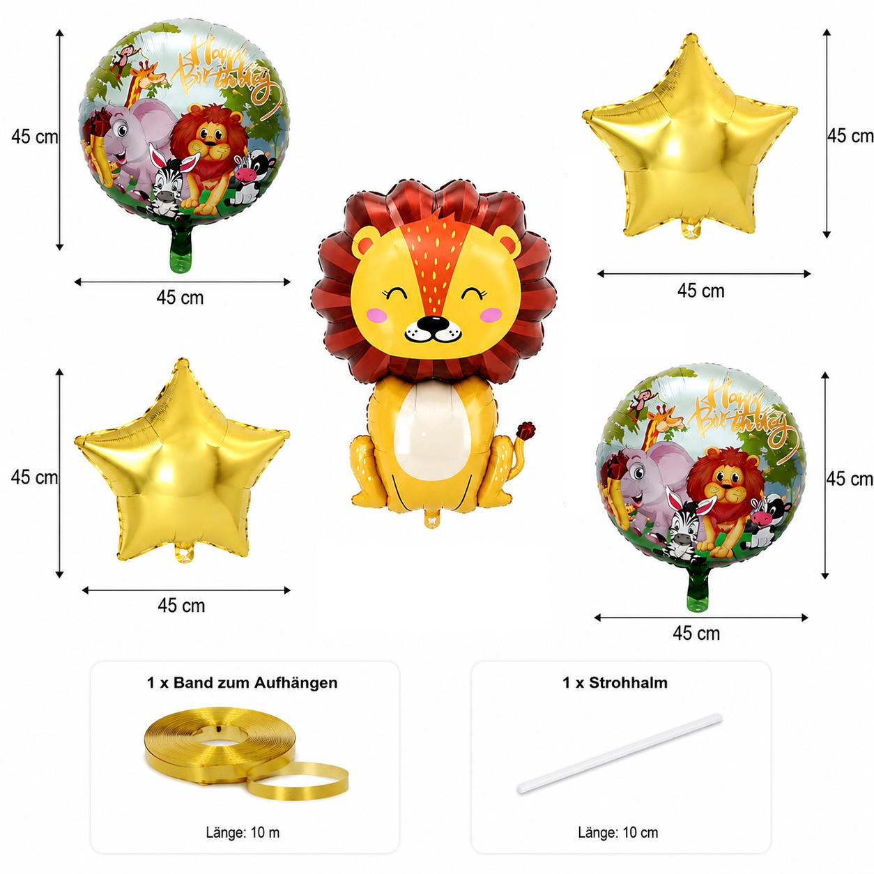 Dschungel Ballon Set Tierballons Kindergeburtstag Safari Party Deko Luftballons