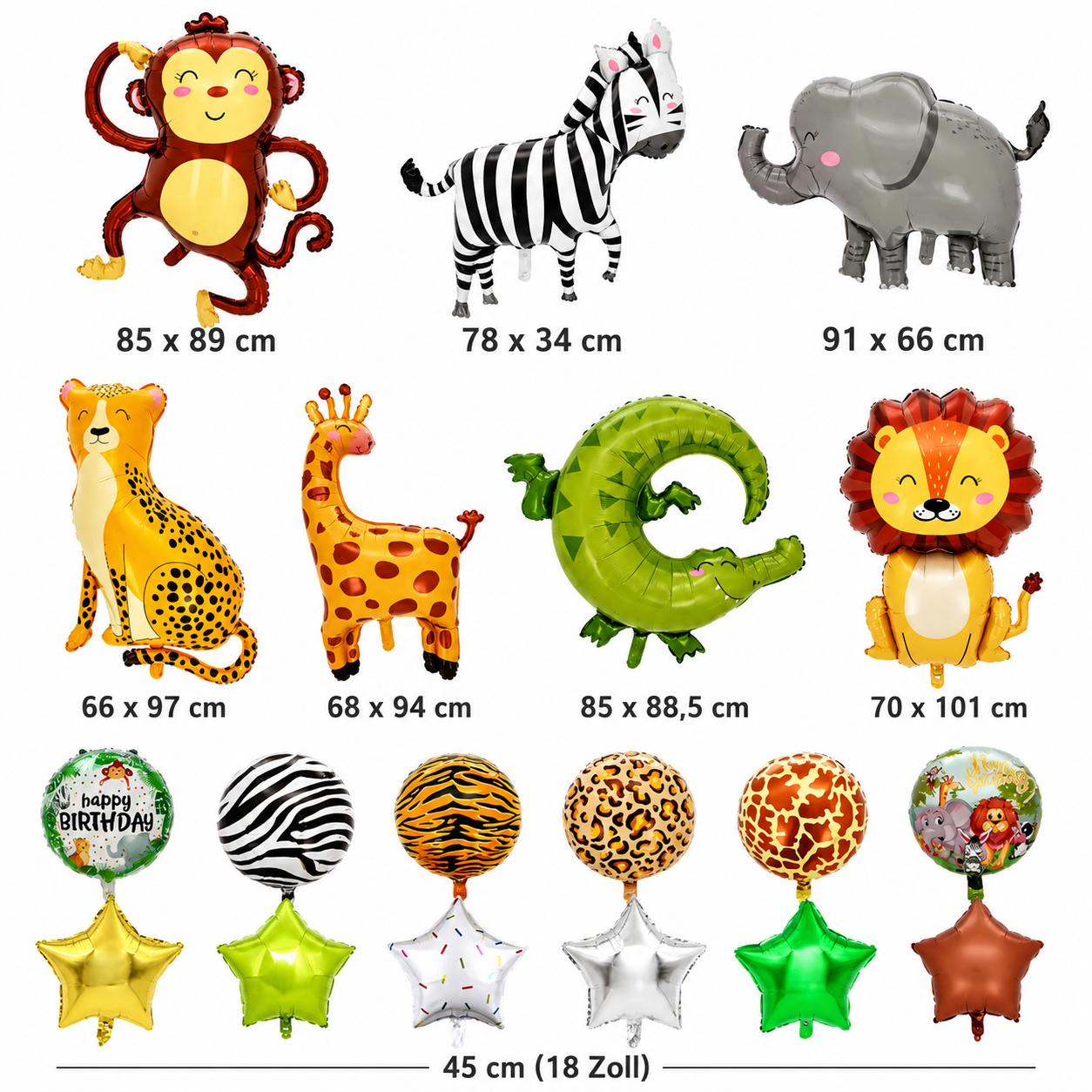 Dschungel Ballon Set Tierballons Kindergeburtstag Safari Party Deko Luftballons