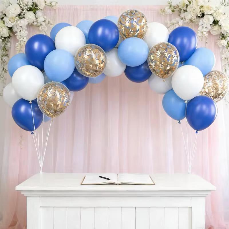 Luftballon Set 30 Stück Konfetti Ballons Gold Silber Blau Party Deko Geburtstag