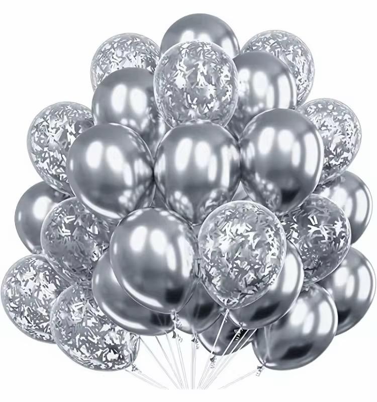Luftballon Set 30 Stück Konfetti Ballons Gold Silber Blau Party Deko Geburtstag