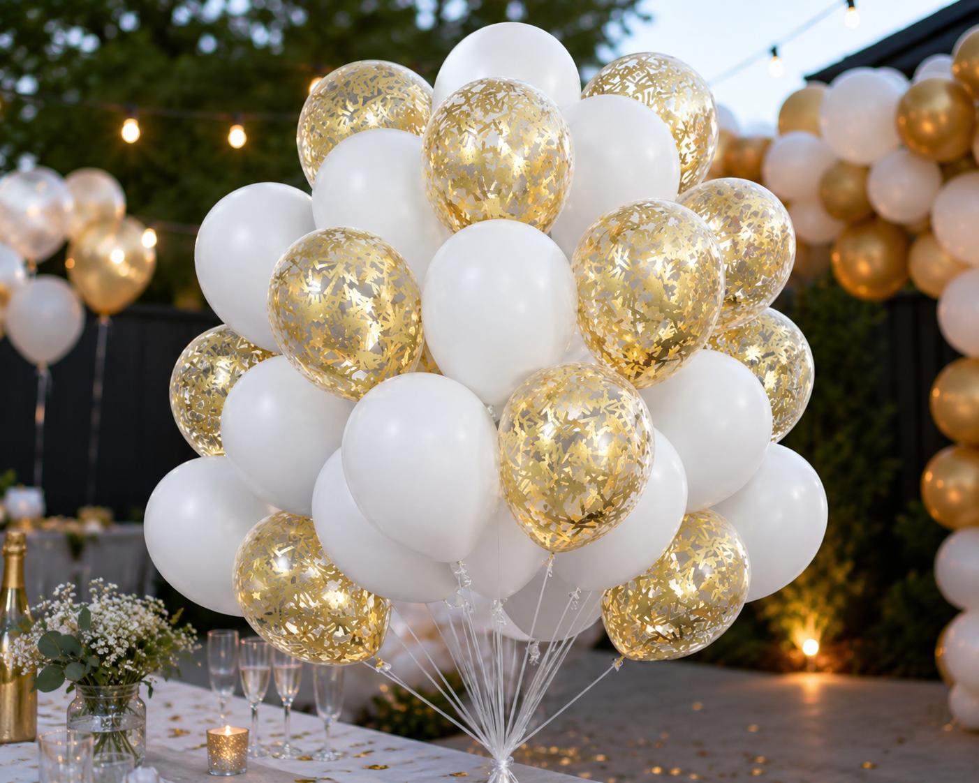 Luftballon Set 30 Stück Konfetti Ballons Gold Silber Blau Party Deko Geburtstag