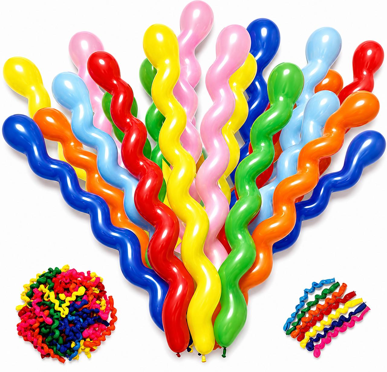 100x Spiral Luftballons Bunt XXL bis 115cm Party Deko Kindergeburtstag Ballons