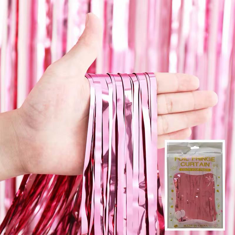 Lametta Vorhang Party Deko Fotohintergrund Metallic 100x200cm Wand Dekoration