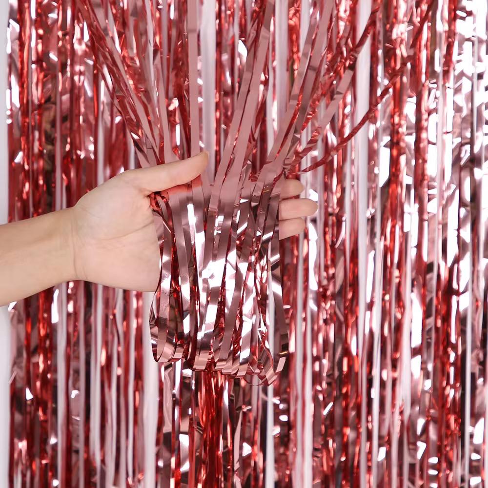 Lametta Vorhang Party Deko Fotohintergrund Metallic 100x200cm Wand Dekoration