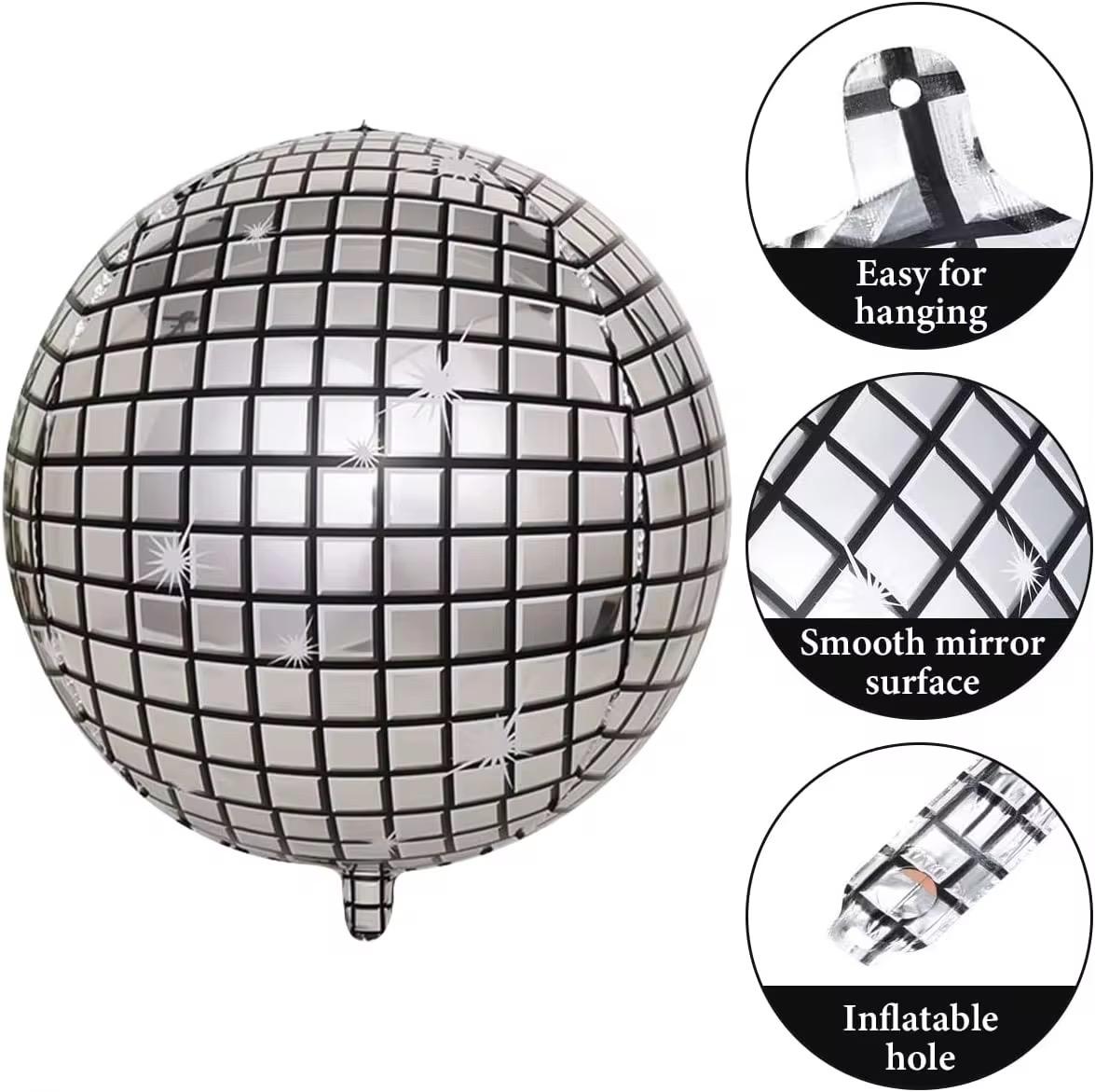 Disco Kugel Folienballon 55cm Silber Gold Bunt Spiegelball Party Feier Deko