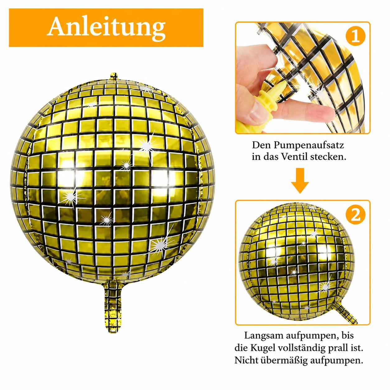 Disco Kugel Folienballon 55cm Silber Gold Bunt Spiegelball Party Feier Deko