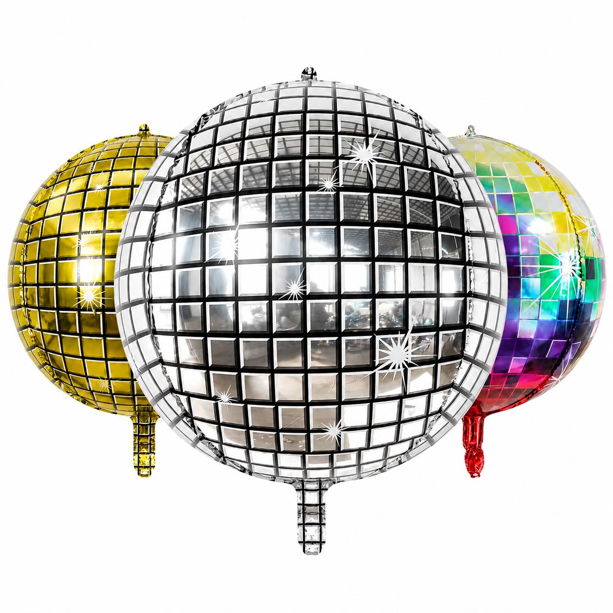 Disco Kugel Folienballon 55cm Silber Gold Bunt Spiegelball Party Feier Deko