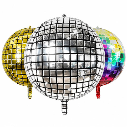 Disco Kugel Folienballon 55cm Silber Gold Bunt Spiegelball Party Feier Deko