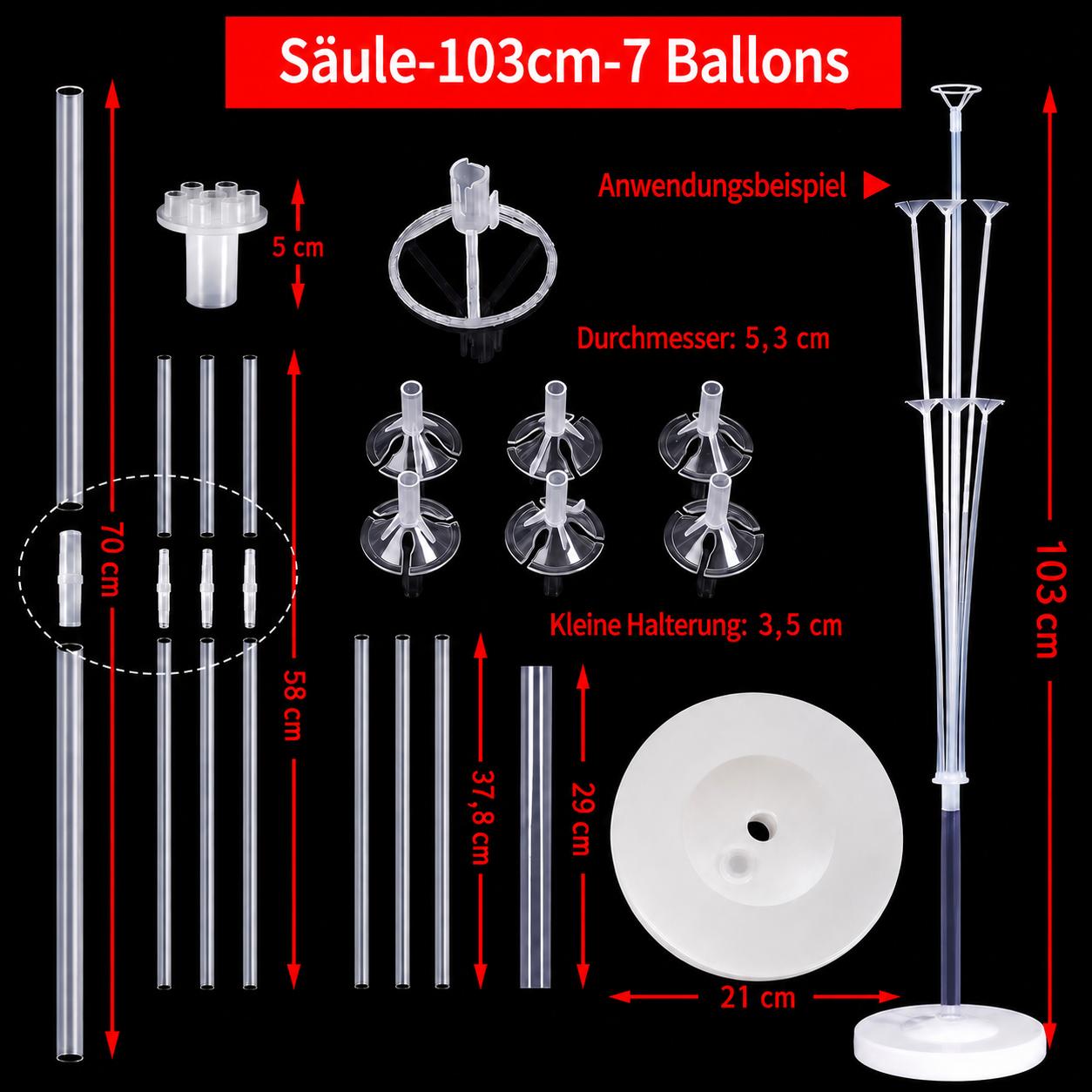2x Ballonständer Set Luftballon Halter Ständer für Tisch & Boden Party Deko