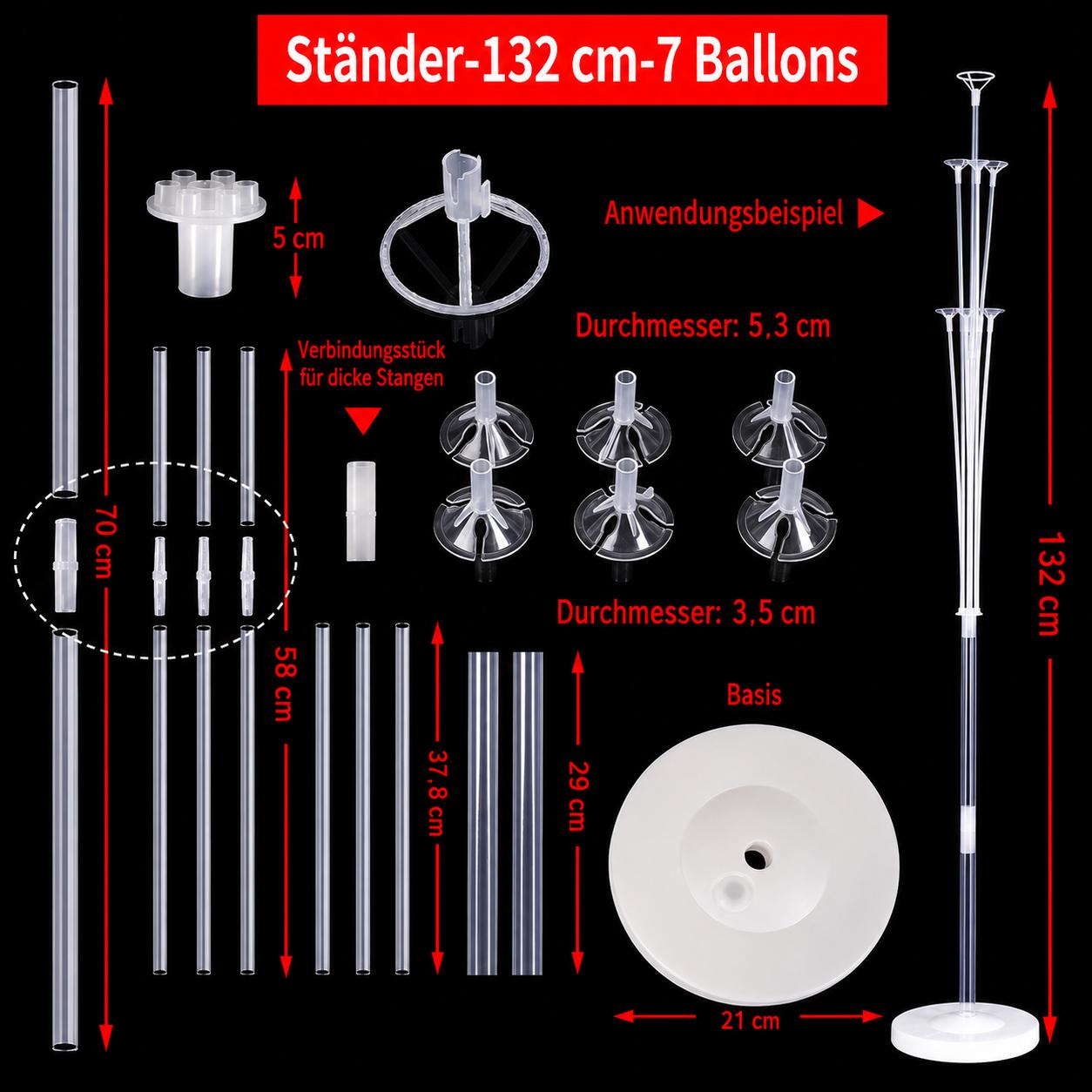 2x Ballonständer Set Luftballon Halter Ständer für Tisch & Boden Party Deko