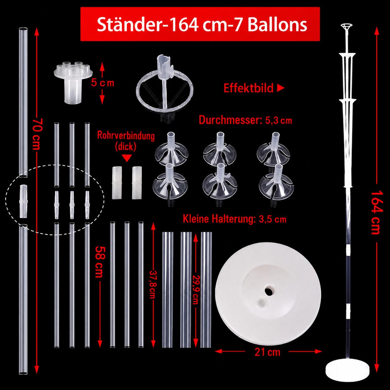 2x Ballonständer Set Luftballon Halter Ständer für Tisch & Boden Party Deko