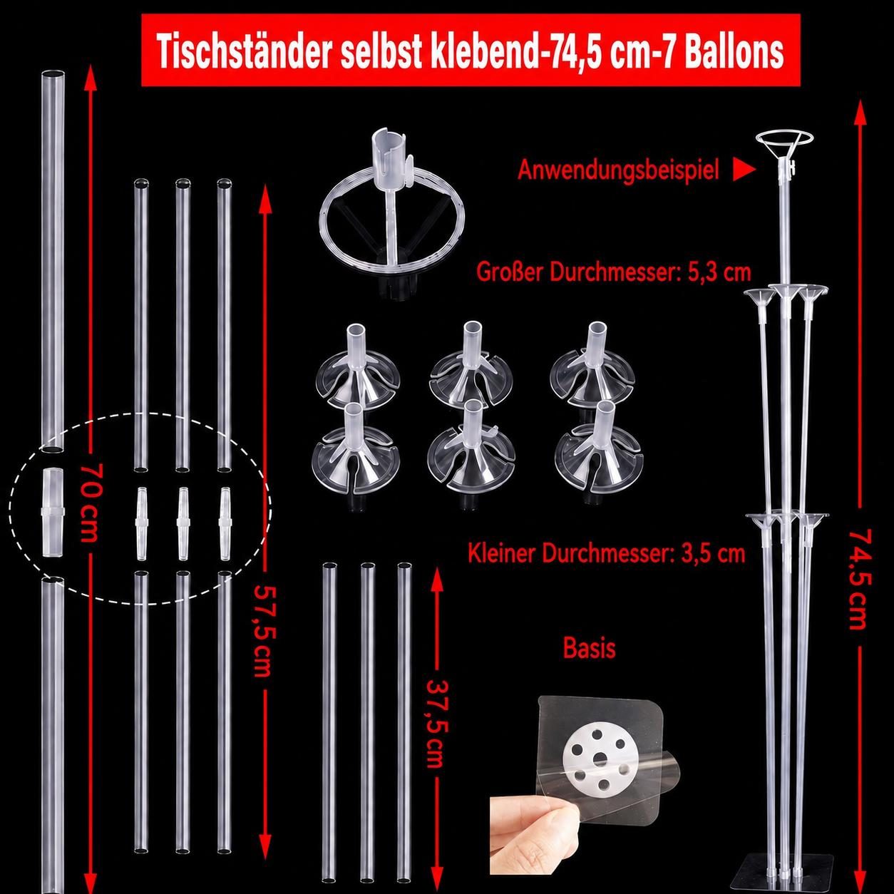 2x Ballonständer Set Luftballon Halter Ständer für Tisch & Boden Party Deko